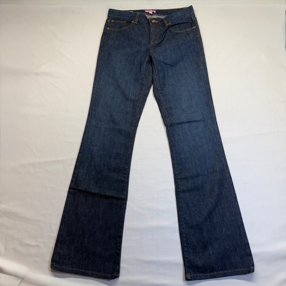 Lilly Pulitzer Main Line Fit Dark Wash Flare Jeans Size 4 Y2K Preppy Coastal
